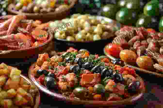 A Colorful Spread Of Spanish Tapas, Including Gambas Al Ajillo, Patatas Bravas, And Croquetas. Money Heist: Amazing Spanish Recipes To Steal: Cooking Show Competitions