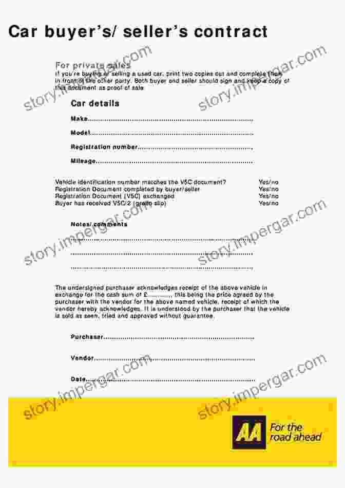 Agreement For Sale Of Vehicle Document Agreement For Sale Of Vehicle