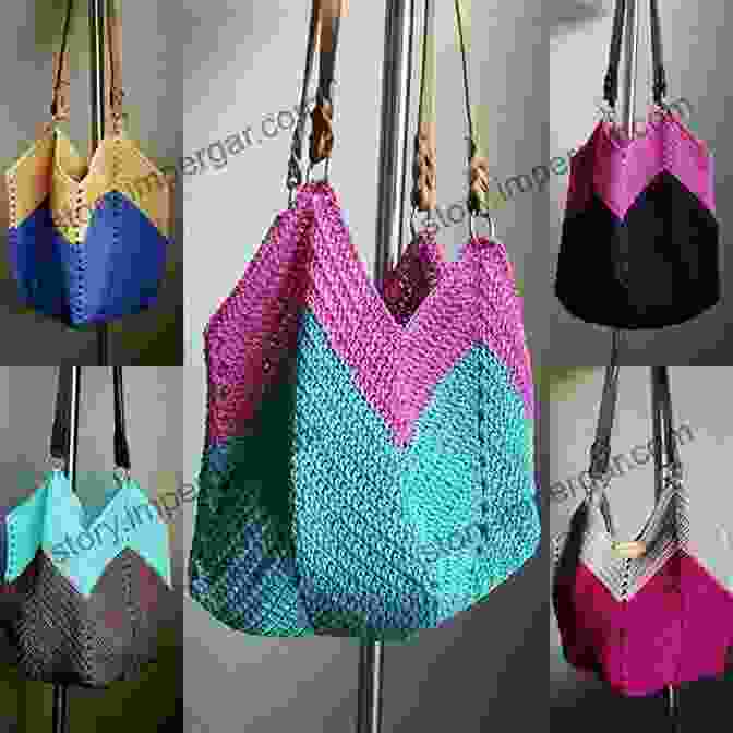 Shoulder Bag With Crochet And Fabric Combination 10 Stylish Handbag Patterns For Crochet: A Trendy Collection Of Easy To Make Crochet Bags