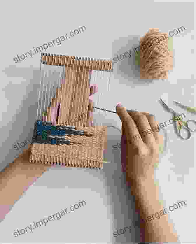 Woman Weaving On A Pin Loom In A Travel Setting Pin Loom Weaving To Go: 30 Projects For Portable Weaving